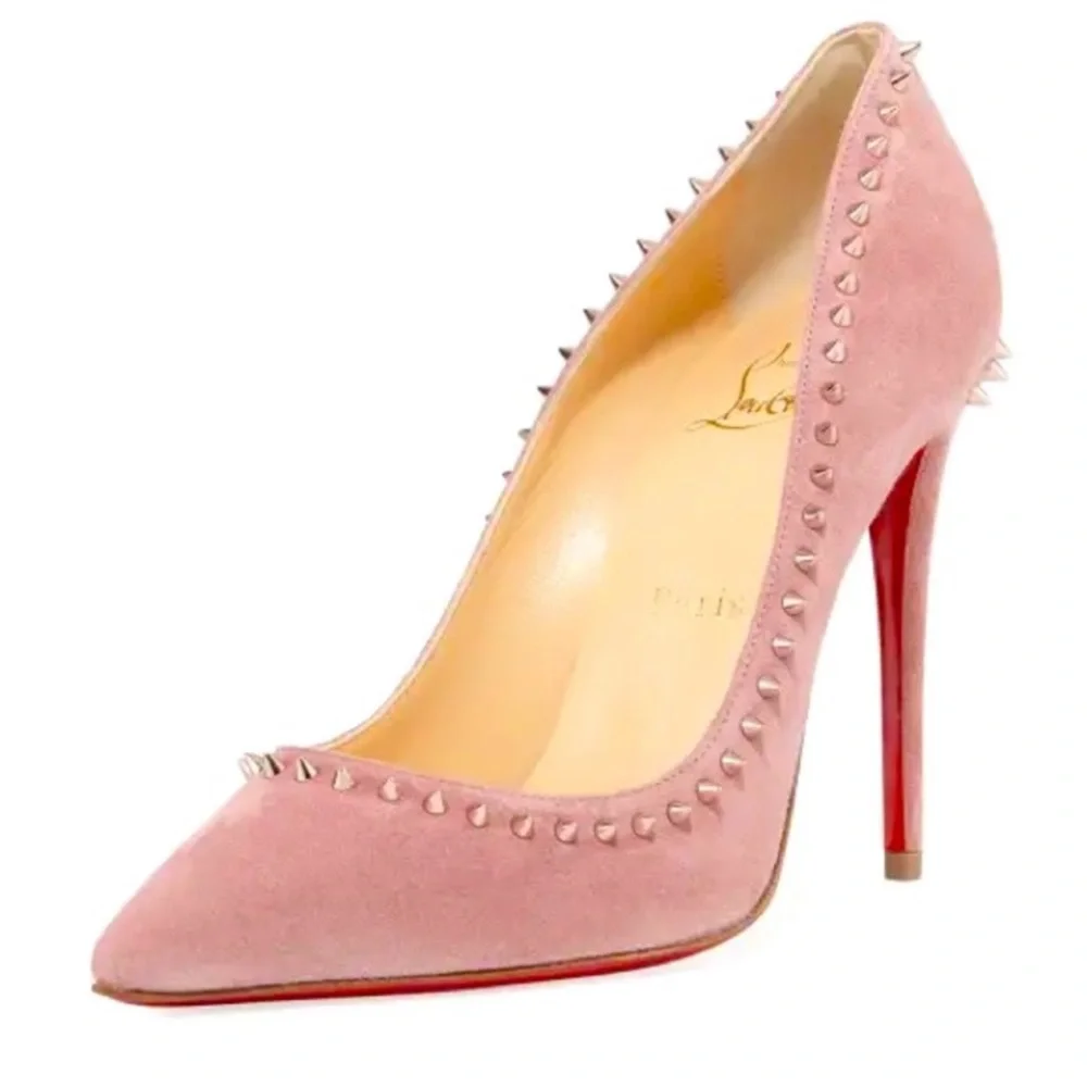 Christian Louboutin pink suede pumps. - Picture 3 of 13